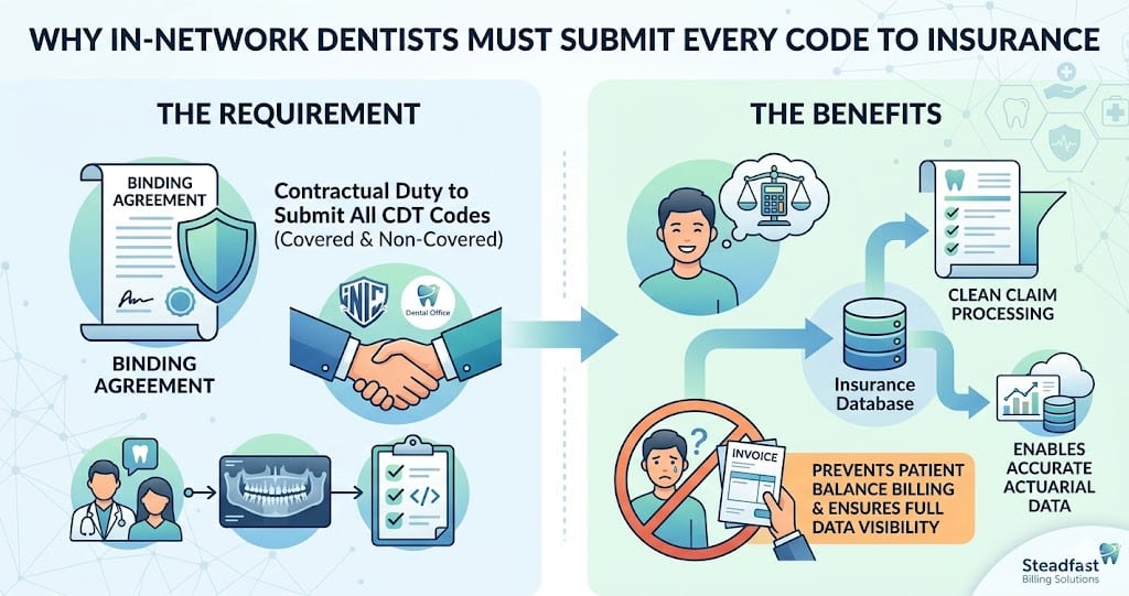 In-Network Dentist Must Submit Every Code to Insurance Infographic